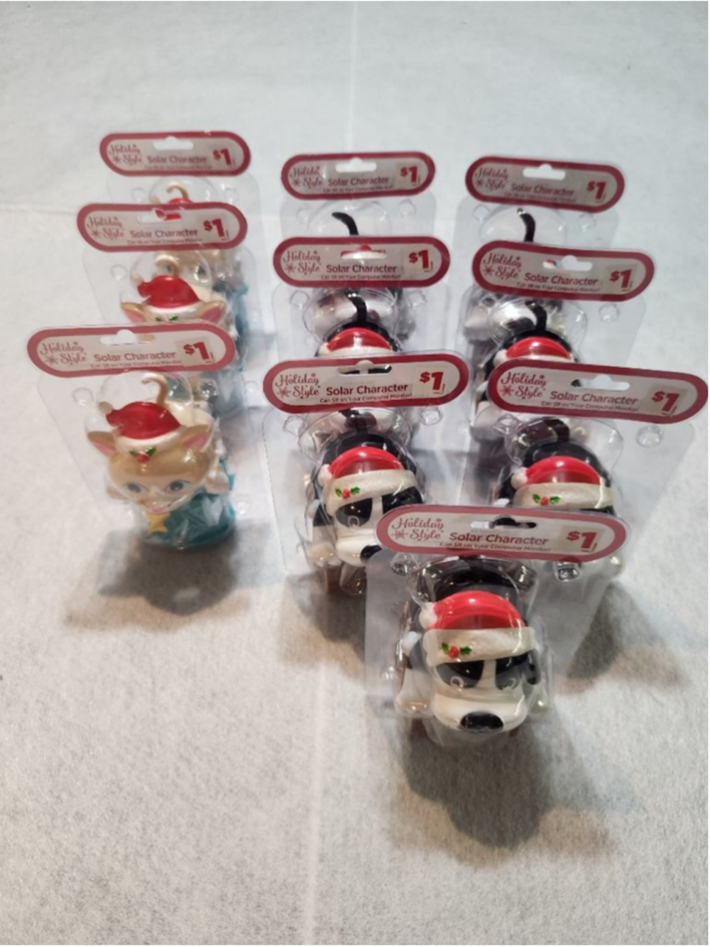 Lot of 10 Holiday Style Cat/Dog Solar Dancing Tabletop Clock Christmas Decor NEW